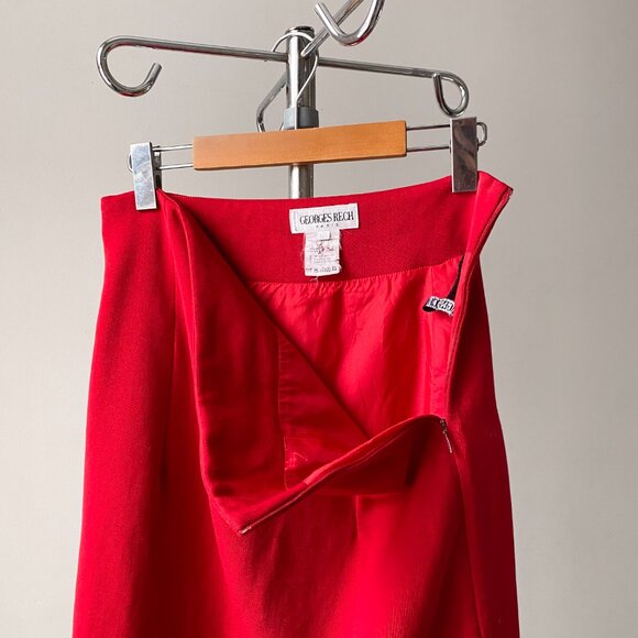 ❄️80s Vintage 100% Virgin Wool Bold Red Mini High-Waisted French Skirt - Picture 5 of 5
